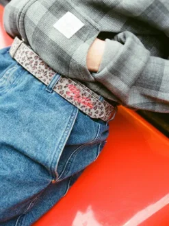Accessories-Butter Goods Animal Hide Belt, Grey Leopard