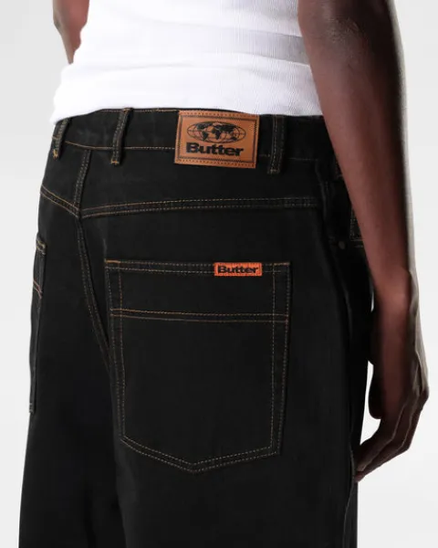 Denim Jeans|Pants-Butter Goods Baggy Denim Jeans, Washed Black
