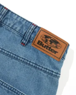 Denim Shorts|Shorts-Butter Goods Blotch Denim Shorts, Streaky Blue