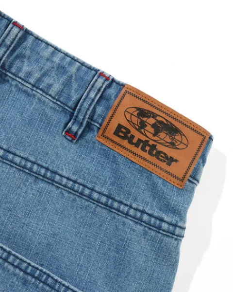 Denim Shorts|Shorts-Butter Goods Blotch Denim Shorts, Streaky Blue