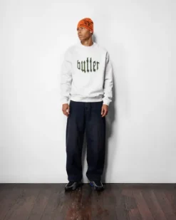 Zip-Thru Hoods|Pullover Hoods-Butter Goods Cut Out Appique Crewneck, Ah