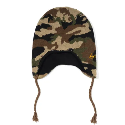 Hats|Beanies-Butter Goods Earflap Beanie, Woodland Camo