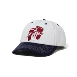 Hats|Beanies-Butter Goods Footprints 6 Panel Cap, White