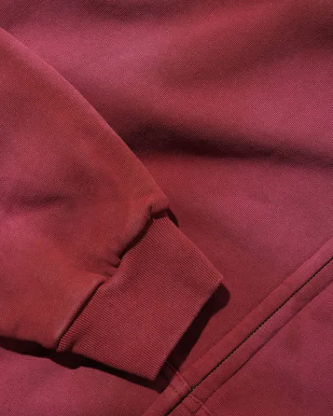 Zip-Thru Hoods|Pullover Hoods-Butter Goods Garage Zip-Thru Hood, Faded Burgundy