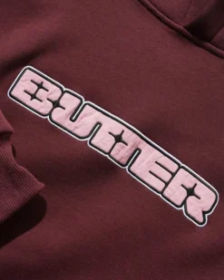 Zip-Thru Hoods|Pullover Hoods-Butter Goods Gint Nyon Appique Puover Hood, Burgundy