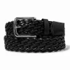 Accessories-Butter Goods Leather Braided Belt, Black