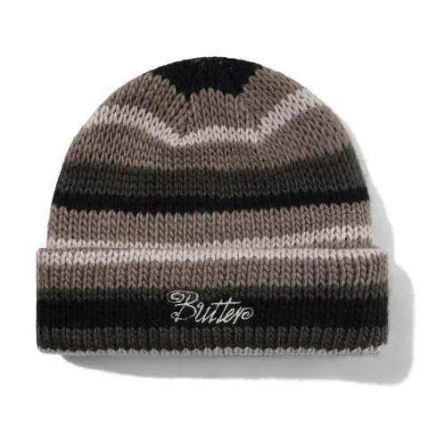 Hats|Beanies-Butter Goods Ombre Stripe Knit Beanie, Black