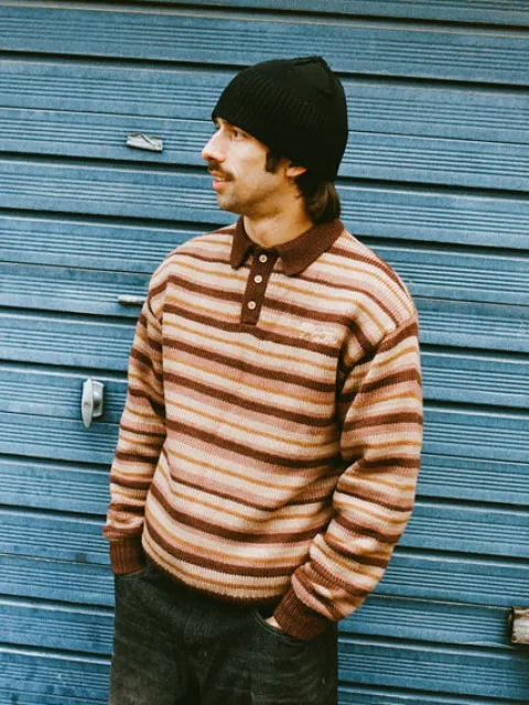 Knits-Butter Goods Obre tripe Knit weater, Chocoate