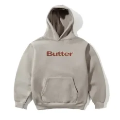 Zip-Thru Hoods|Pullover Hoods-Butter Goods Paid ogo Appique Puover Hood, Taupe