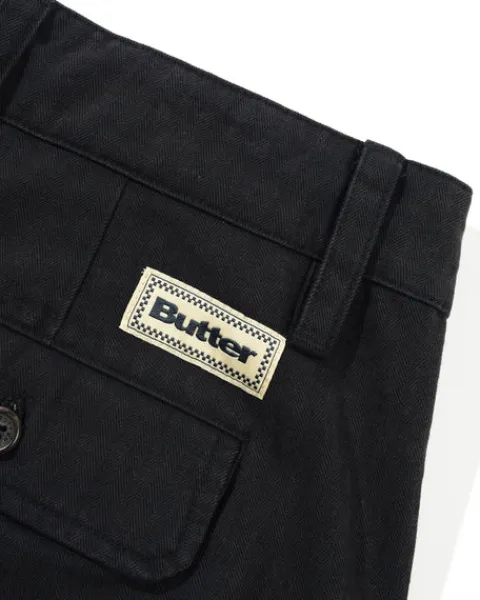 Denim Shorts|Shorts-Butter Goods Pleated Shorts, Washed Black