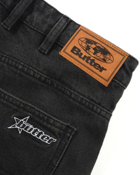 Denim Jeans|Pants-Butter Goods Racer Denim Jeans, Faded Black