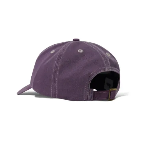 Hats|Beanies-Butter Goods Rounded Logo 6 Panel Cap, Washed Eggplant