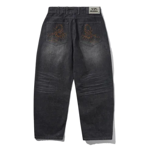 Denim Jeans|Pants-Butter Goods Scorpion Stitch Denim Jeans, Slub Black