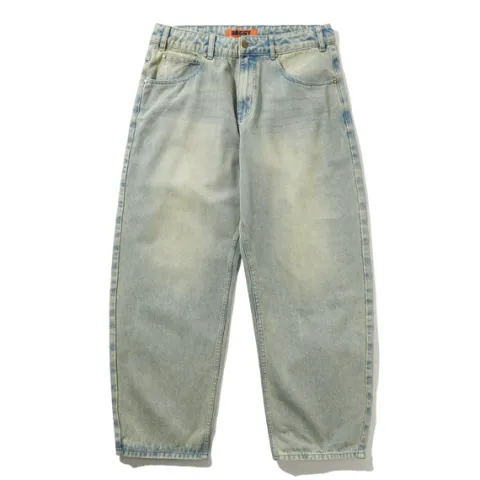 Denim Jeans|Pants-Butter Goods Scorpion Stitch Denim Jeans, Tinted Light Blue