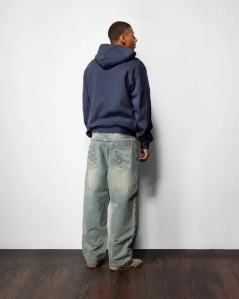 Denim Jeans|Pants-Butter Goods Scorpion Stitch Denim Jeans, Tinted Light Blue