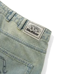 Denim Jeans|Pants-Butter Goods Scorpion Stitch Denim Jeans, Tinted Light Blue
