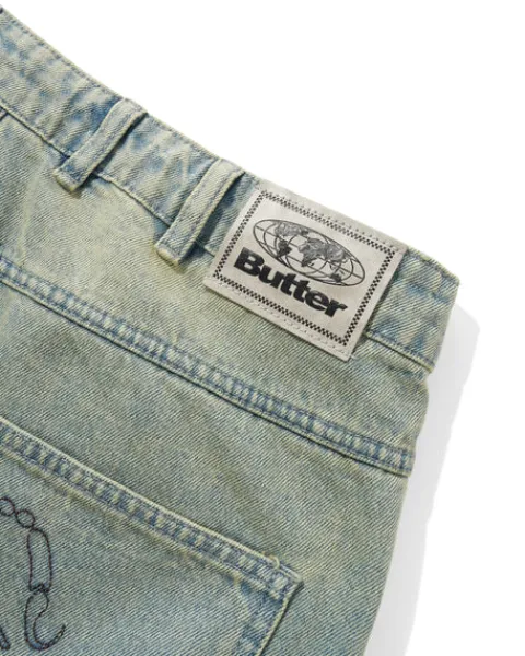Denim Jeans|Pants-Butter Goods Scorpion Stitch Denim Jeans, Tinted Light Blue