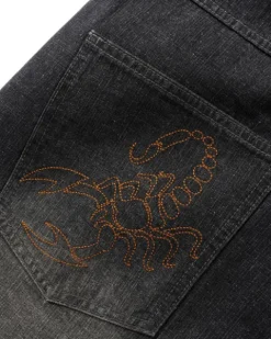 Denim Shorts|Shorts-Butter Goods Scorpion Stitch Denim Shorts, Slub Black