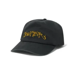 Hats|Beanies-Butter Goods Scrawling 5 Panel Cap, Washed Black