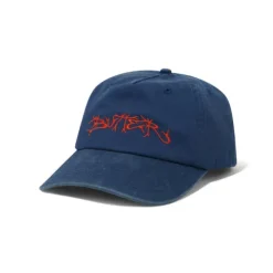 Hats|Beanies-Butter Goods Scrawling 5 Panel Cap, Washed Navy