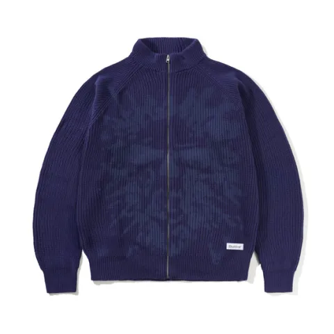 Knits-Butter Goods hout Zip-Thru Knit weater, Dark Bue