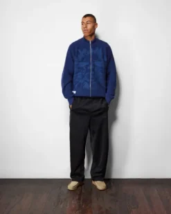 Knits-Butter Goods hout Zip-Thru Knit weater, Dark Bue