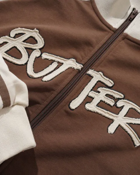 Jackets-Butter Goods Tunne Feece Track Jacket, Chocoate / Beige