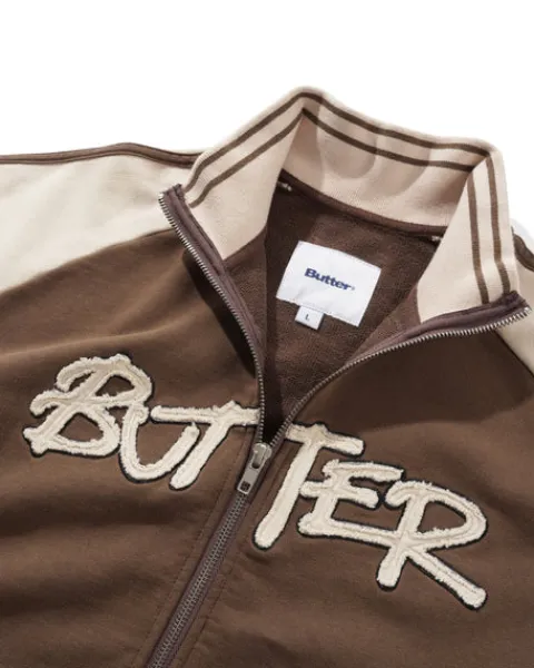 Jackets-Butter Goods Tunne Feece Track Jacket, Chocoate / Beige