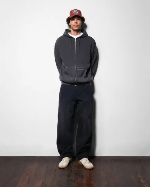 Zip-Thru Hoods|Pullover Hoods-Butter Goods Waffe Zip-Thru Hood, Back Overdye