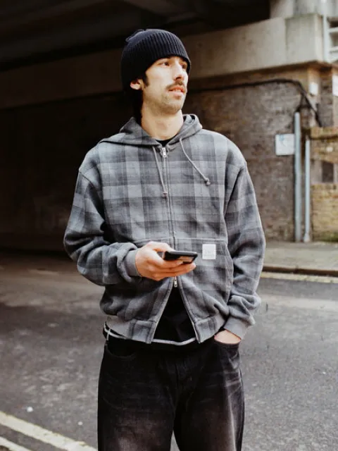 Zip-Thru Hoods|Pullover Hoods-Butter Goods Waffe Zip-Thru Hood, Grey Paid