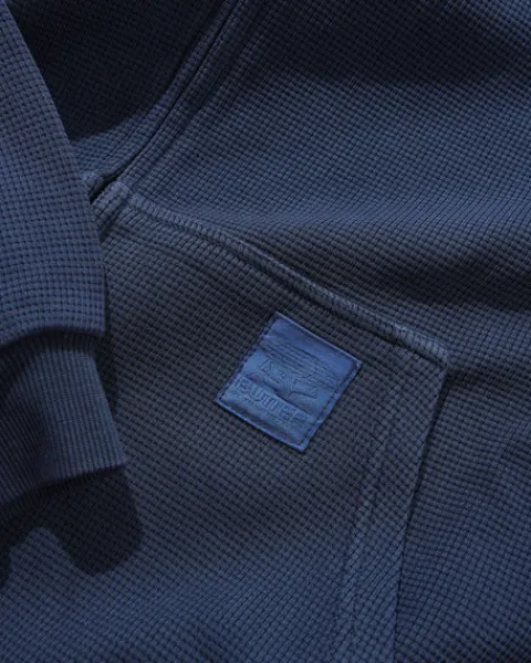 Zip-Thru Hoods|Pullover Hoods-Butter Goods Waffe Zip-Thru Hood, Navy Overdye