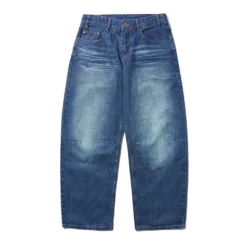Denim Jeans|Pants-Butter Goods Wide Cut Denim Jeans, Dark Blue Slub