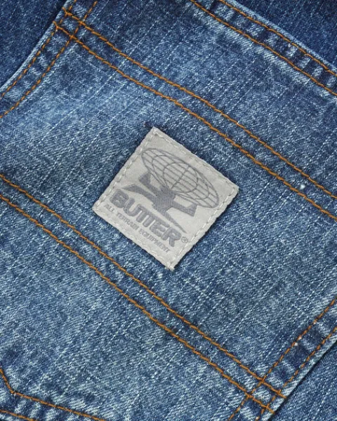 Denim Jeans|Pants-Butter Goods Wide Cut Denim Jeans, Dark Blue Slub