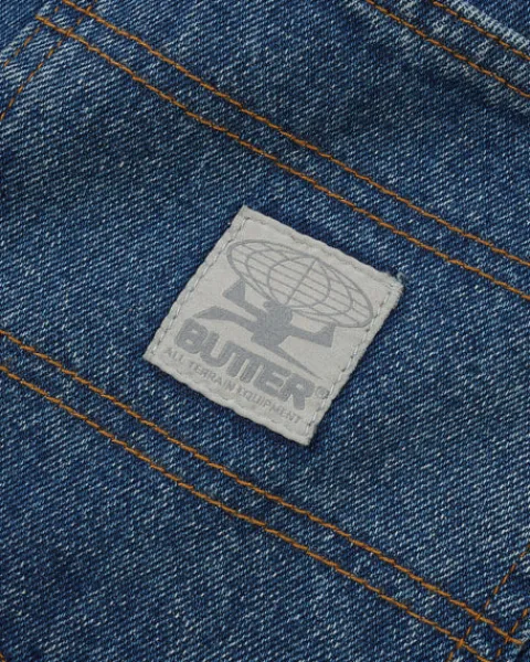 Denim Jeans|Pants-Butter Goods Wide Cut Denim Jeans, Mid Blue