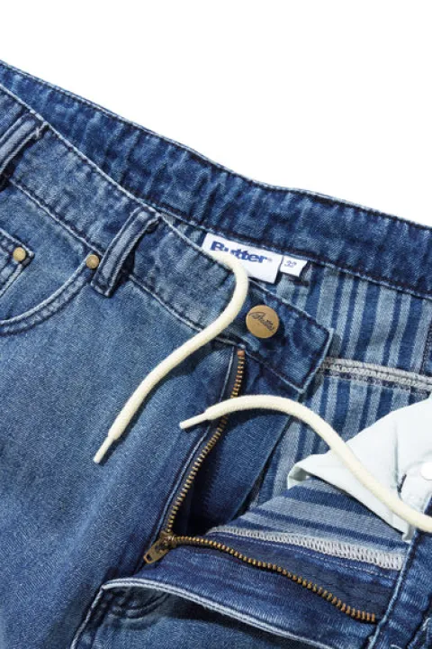 Denim Jeans|Pants-Butter Goods Wide Cut Denim Jeans, Vertical Stripe