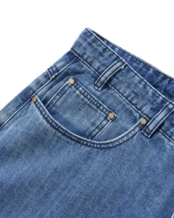 Denim Jeans|Pants-Butter Goods Wide Cut Denim Jeans, Vertical Stripe