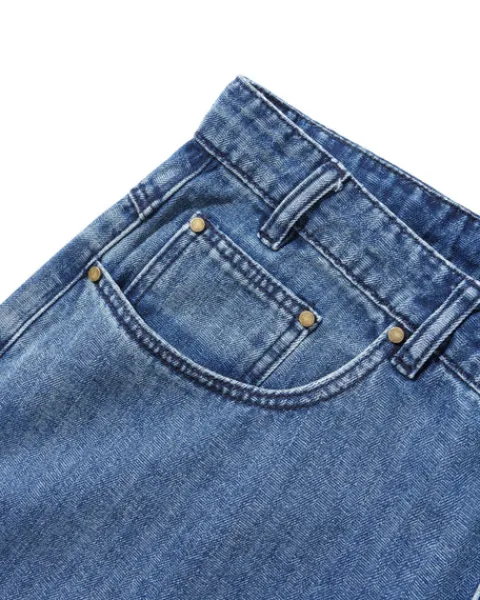 Denim Jeans|Pants-Butter Goods Wide Cut Denim Jeans, Vertical Stripe