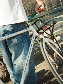 Denim Jeans|Pants-Butter Goods Wide Cut Denim Jeans, Vertical Stripe