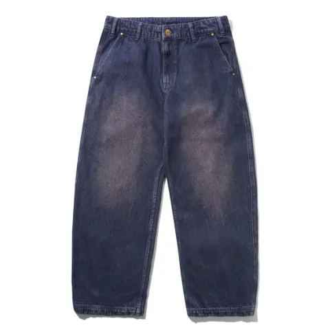 Denim Jeans|Pants-Butter Goods Work Pants, Distressed Tinted Indigo