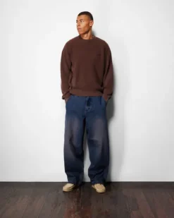 Denim Jeans|Pants-Butter Goods Work Pants, Distressed Tinted Indigo